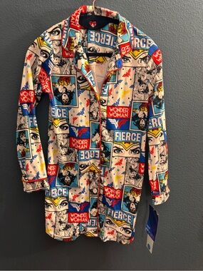 DC Wonder Woman Comic Panel Pajama Top - Red, Blue, Yellow